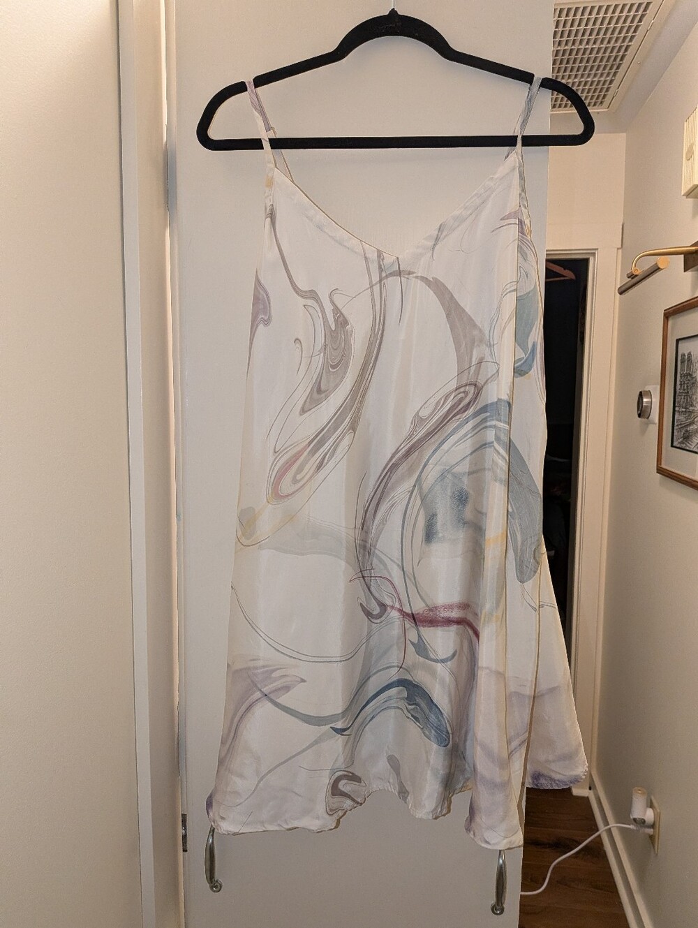Athleta Abstract Watercolor Printed Dress Size Large Calm Cool Slip